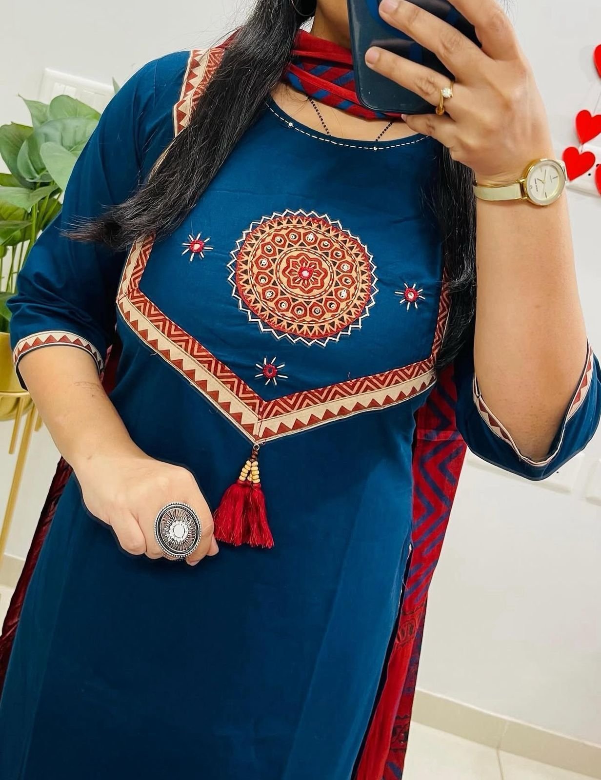 Blue Handwork Cotton Suit Set